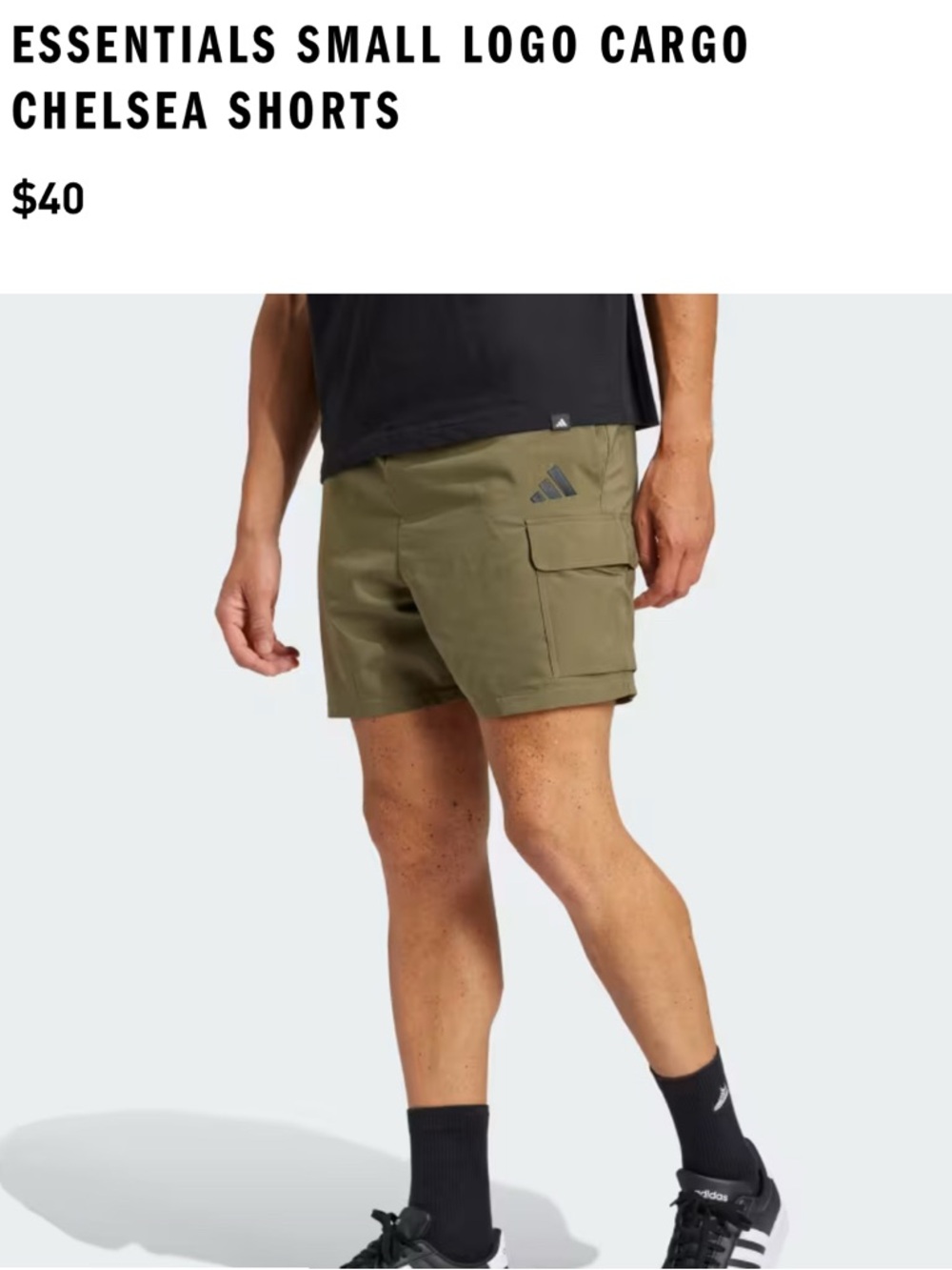 adidas Men’s XXL Olive Green Cargo Shorts with Small Logo